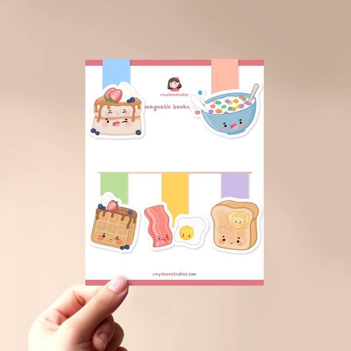 Breakfast Buddies Magnetic Bookmark Set for wholesale by Raychoo Studios Inc.