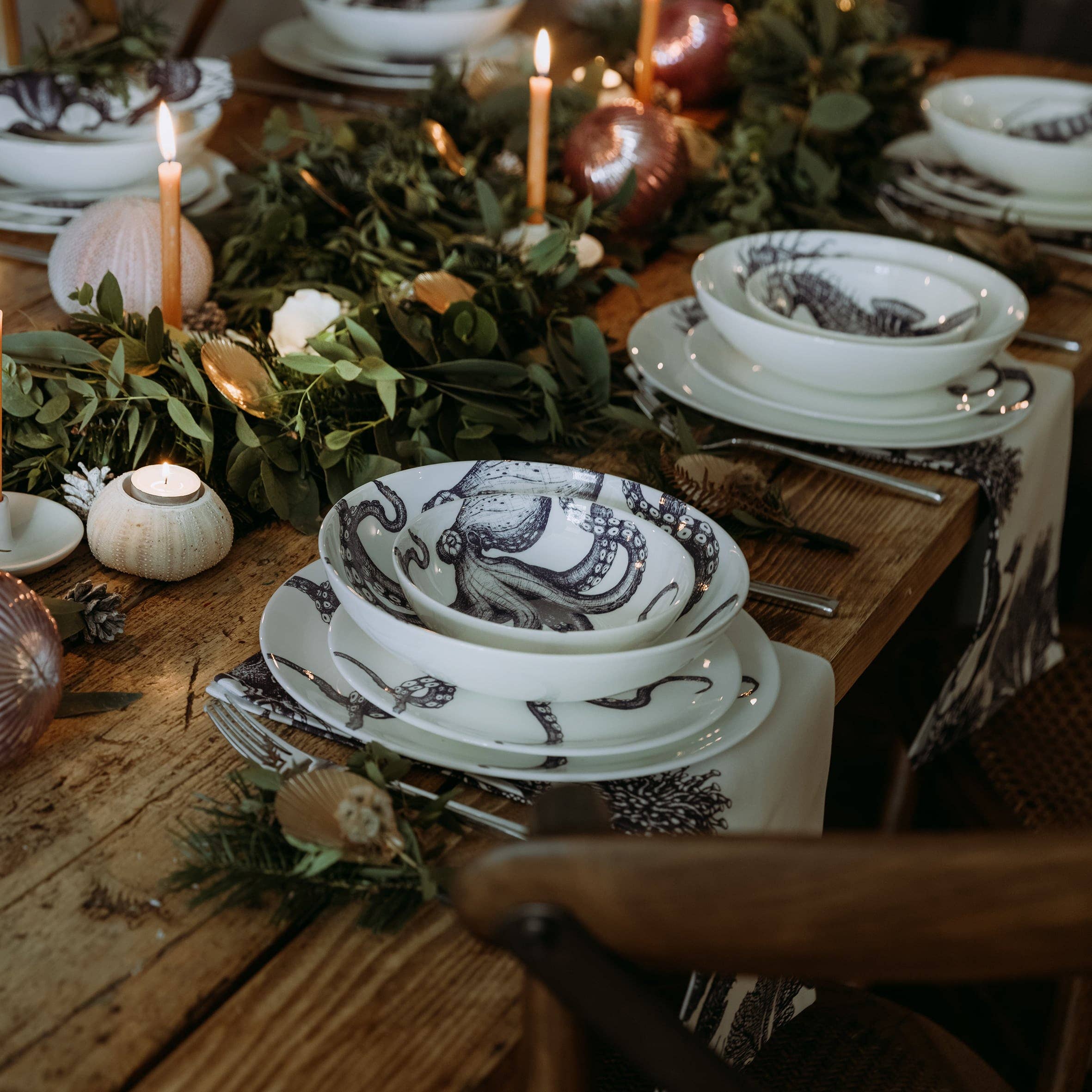 Cream Cornwall – wholesale Bowl – Bone China Octopus Pasta Bowl2