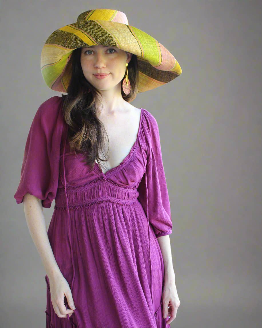 Shebobo - Vente Chapeau de paille – femme - Chapeaux de paille Shebobo Monica à larges bords rayés 13 cm et 18 cm pliables45