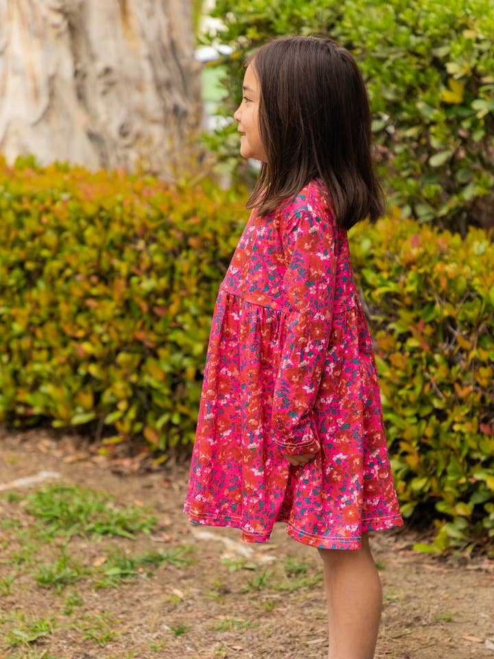 Tickled Teal - Wholesale Dress - Kids - Printed Long Sleeve Little Girls Dress