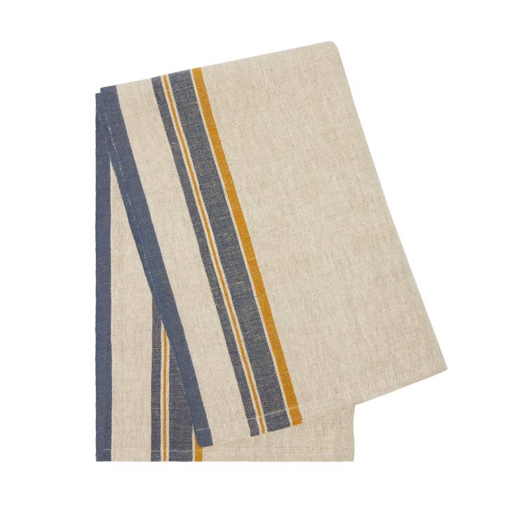 Antibes Natural & Blue Tea Towels, Set of 2 for wholesale on Faire2