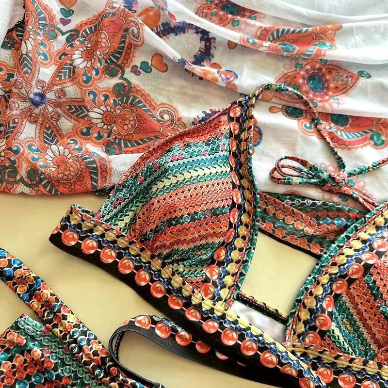 HIDDENBRAND - Wholesale Two Piece Swimsuit - Women's - Printed Three Piece Swimsuit Phi Sand Beach Swimsuit Bikini10