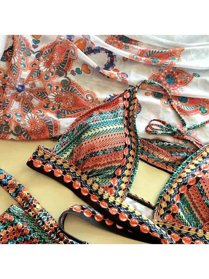 HIDDENBRAND - Wholesale Two Piece Swimsuit - Women's - Printed Three Piece Swimsuit Phi Sand Beach Swimsuit Bikini10