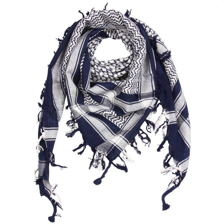Tribal Trade GmbH – Großhandel Schal – Unisex – Palituch - Blau-Navy - Weiß - Kufiya PLO Tuch