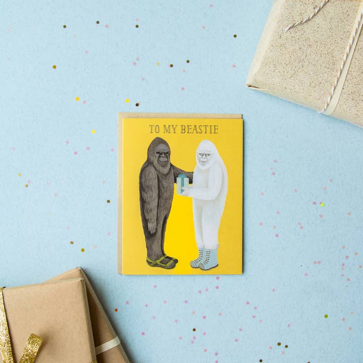Yeppie Paper - Wholesale Birthday Card - Beastie Bigfoot Sasquatch & Yeti Best Friends Birthday Card