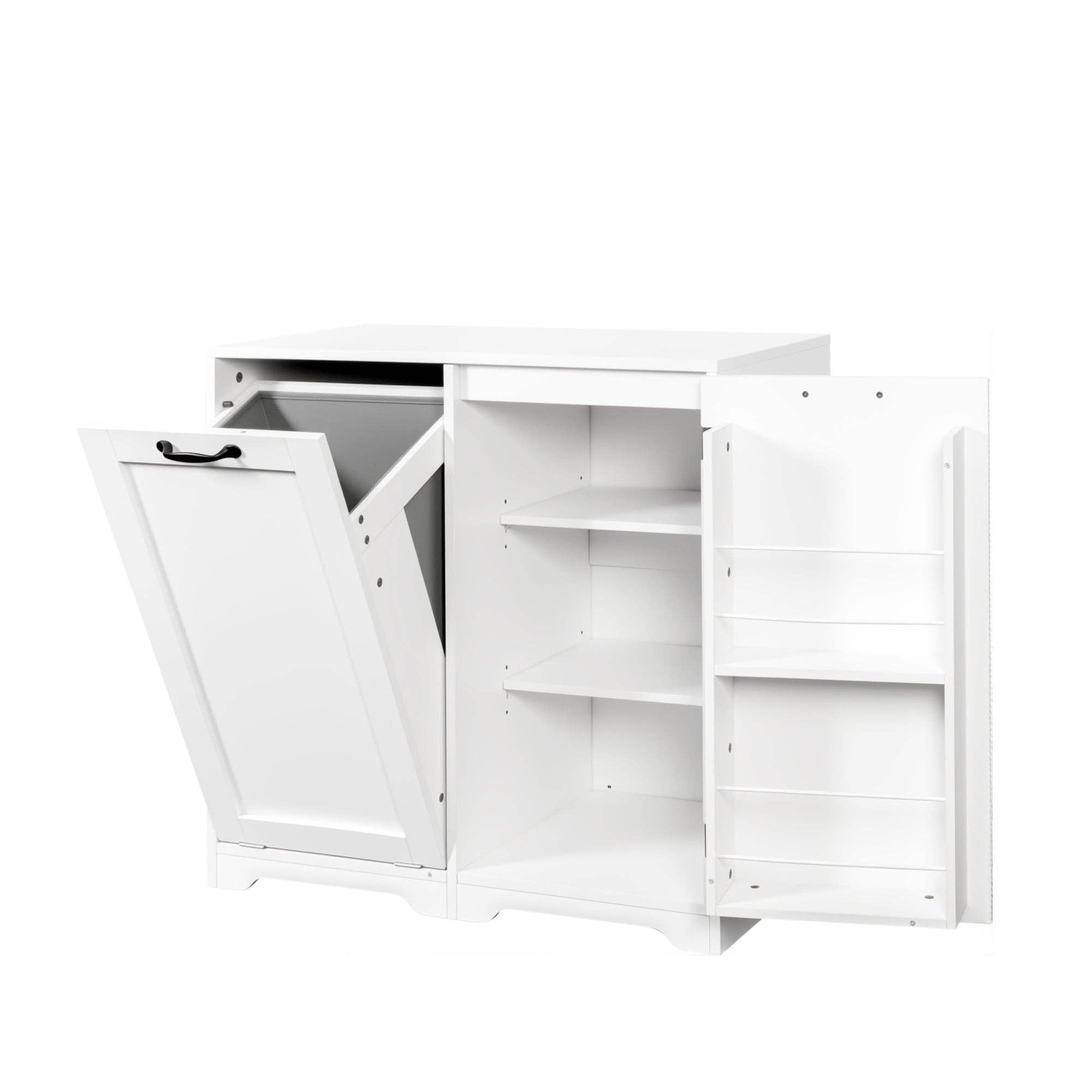 39F Inc. - Wholesale Laundry Hamper - White Laundry Cabinet with Doors, Shelf, and Tilt-Out Hamper8