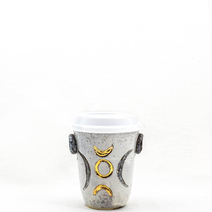 Carys Martin Ceramics - Wholesale Drinking Glass/Cup - Sacred Full Moon - Crescent Moon Ceramic Holding Cup1