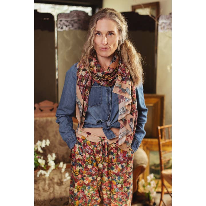 Market of Stars (USA) - Wholesale Scarf - Women's - Art of Life Floral Scarf with Flower Paint Palette2