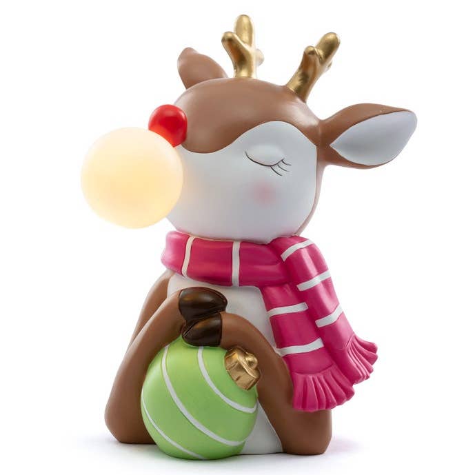 Dunn Deals - Vente Objets de décoration - Collection Boutique de Douceurs du Père Noël - Renne à LED de 7,5 tenant une décoration0