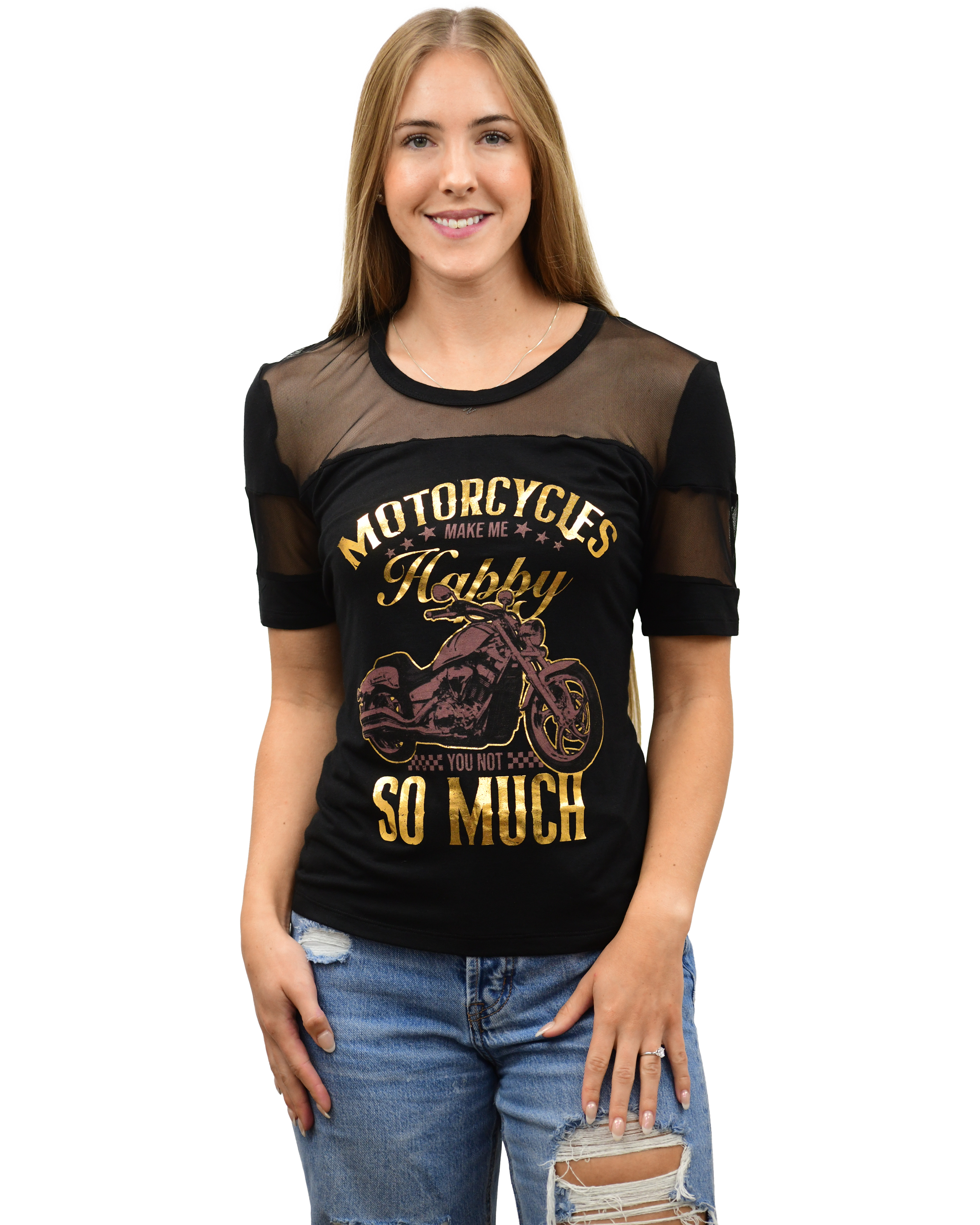 Liberty Wear Apparel - Venta al por mayor Camiseta serigrafiada - Mujer - 276425 - Las motocicletas me hacen feliz0