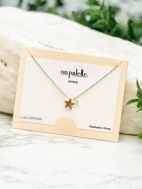 Cubic Zirconia Star Dangle Pendant Necklace for wholesale by Prep Obsessed Wholesale