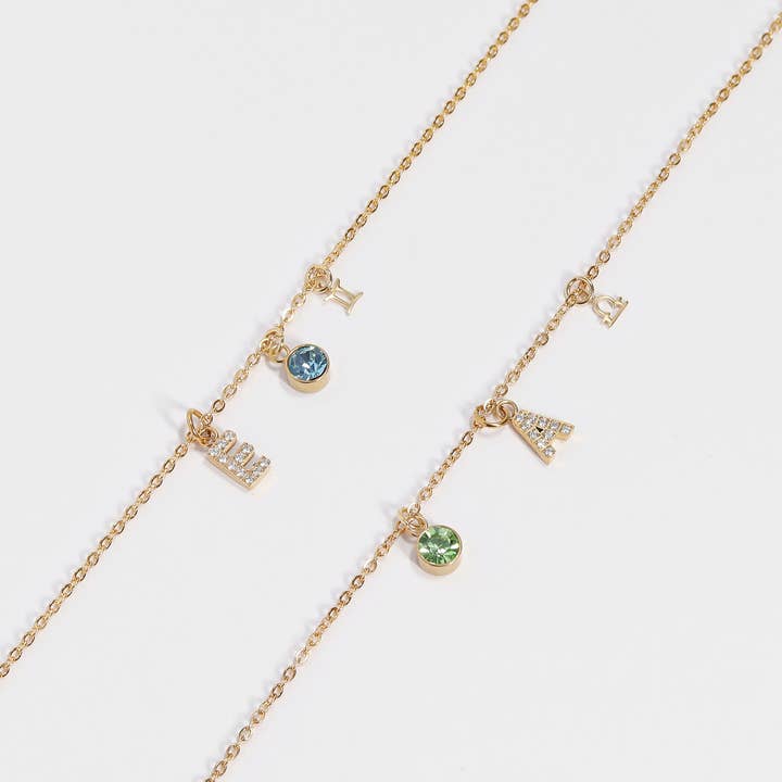 WJW - Wholesale Individual Charm/Pendant - Gold Pavé Set CZ Initial Letter Charms