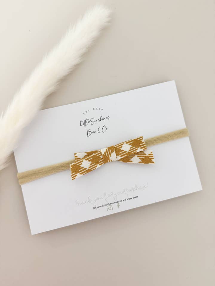 Mustard & White Petite Bow for wholesale by Little Sunshines Bow & Co