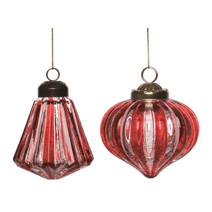 Transpac - Wholesale Ornament - Transpac Glass Rustic Peppermint Orn Set 2 Christmas Décor