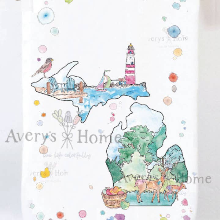 Avery's Home - Wholesale Tea Towel - Michigan State Design Tea Towel1