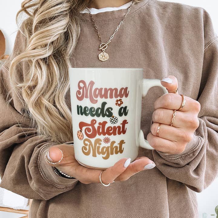 Mama Needs a Silent Night, tazze natalizie retrò colorate per la vendita all'ingrosso da parte di Gia Roma