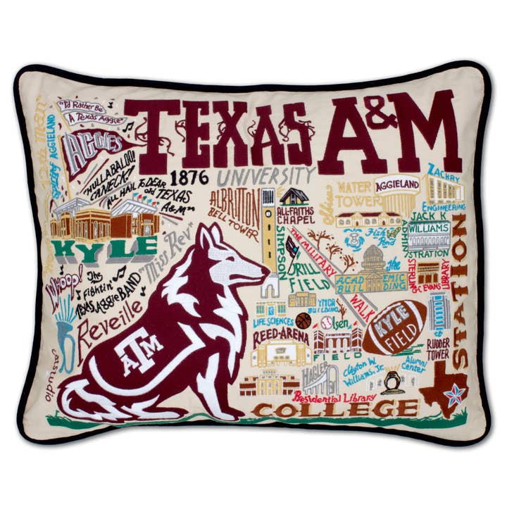 Texas A&M University Collegiate Embroidered Pillow for wholesale by catstudio