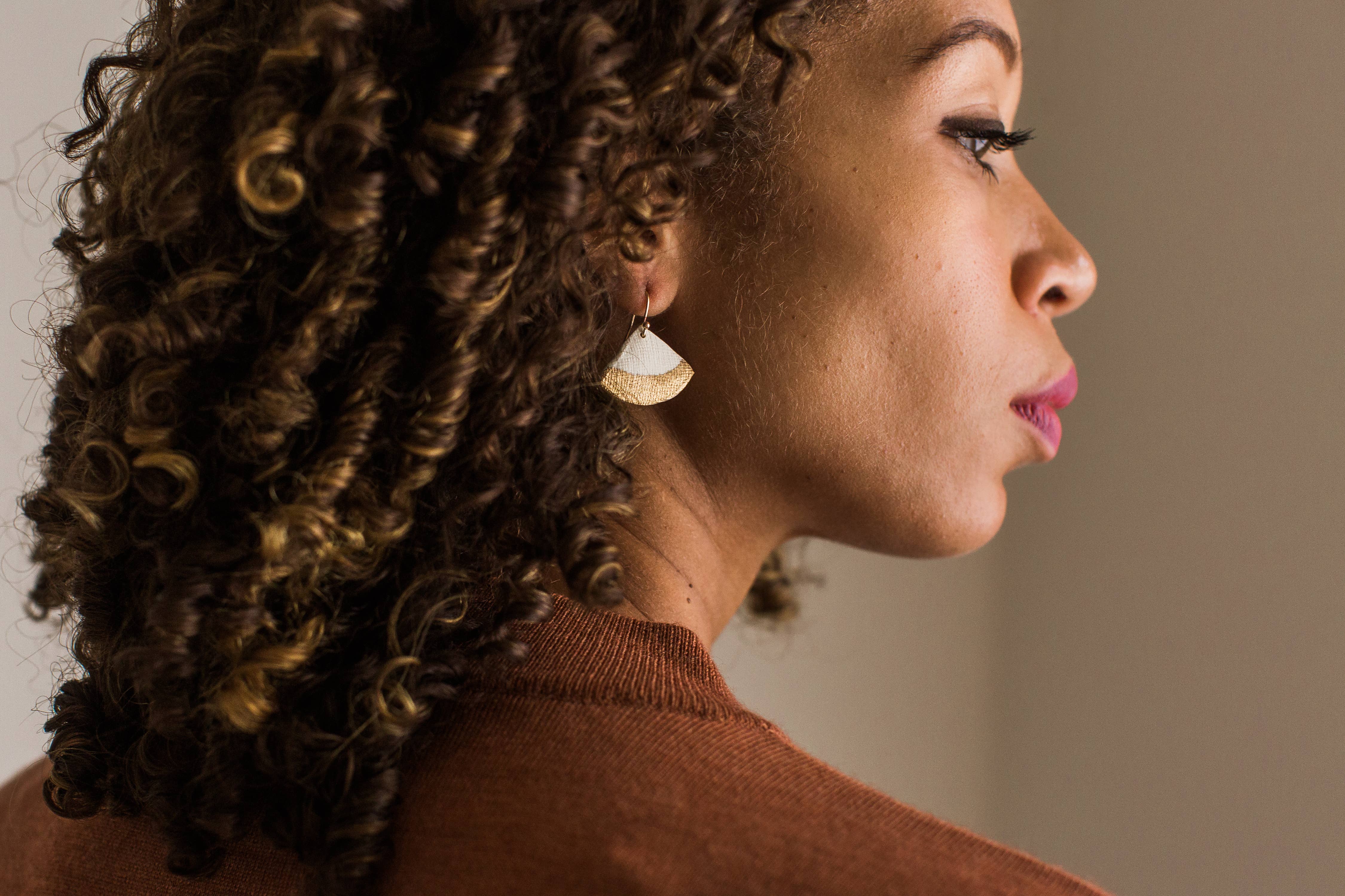 Jenna Vanden Brink Ceramics - Wholesale Dangle Earrings - Gold Dipped Fan Drops2