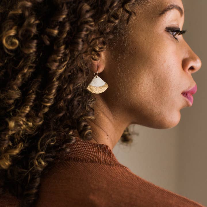 Jenna Vanden Brink Ceramics - Wholesale Dangle Earrings - Gold Dipped Fan Drops2