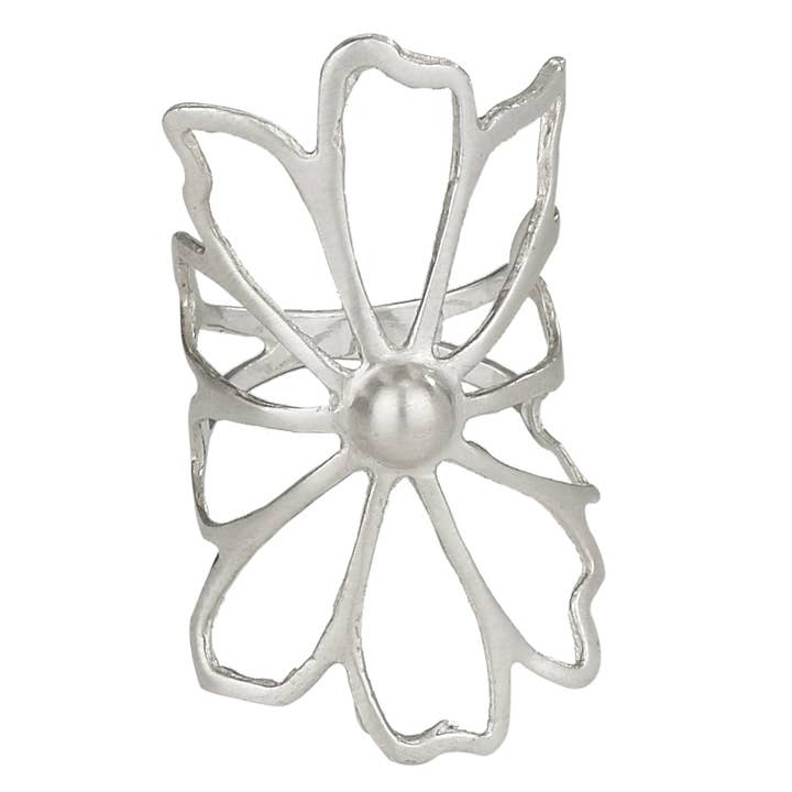 bague en argent sterling à fleurs ouvertes pour la vente par Tiger Mountain Jewelry