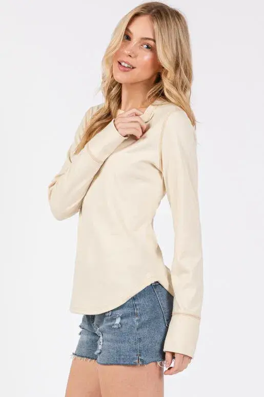 Final Touch - Wholesale Knit Top - Women's - Brushed Ribbed Fitted Long Sleeve Top - NT3128011