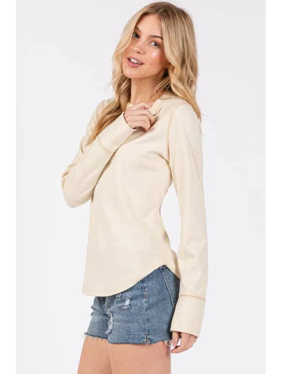 Final Touch - Wholesale Knit Top - Women's - Brushed Ribbed Fitted Long Sleeve Top - NT3128011