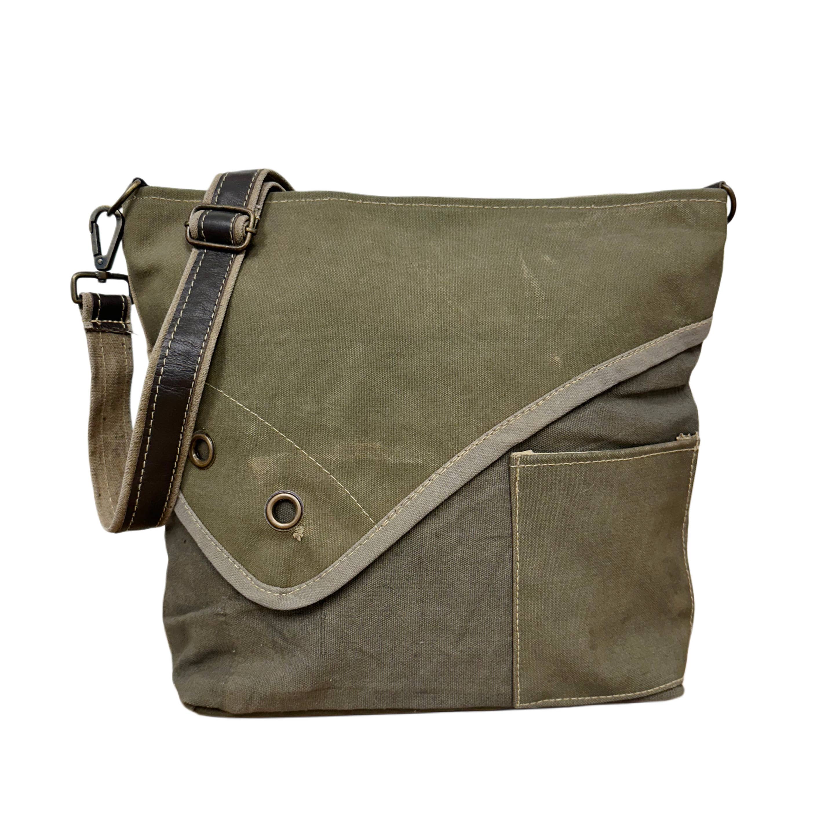 Vintage Addiction - Wholesale Crossbody Bag - Women's - Recycled Military Tent Crossbody (No Print)