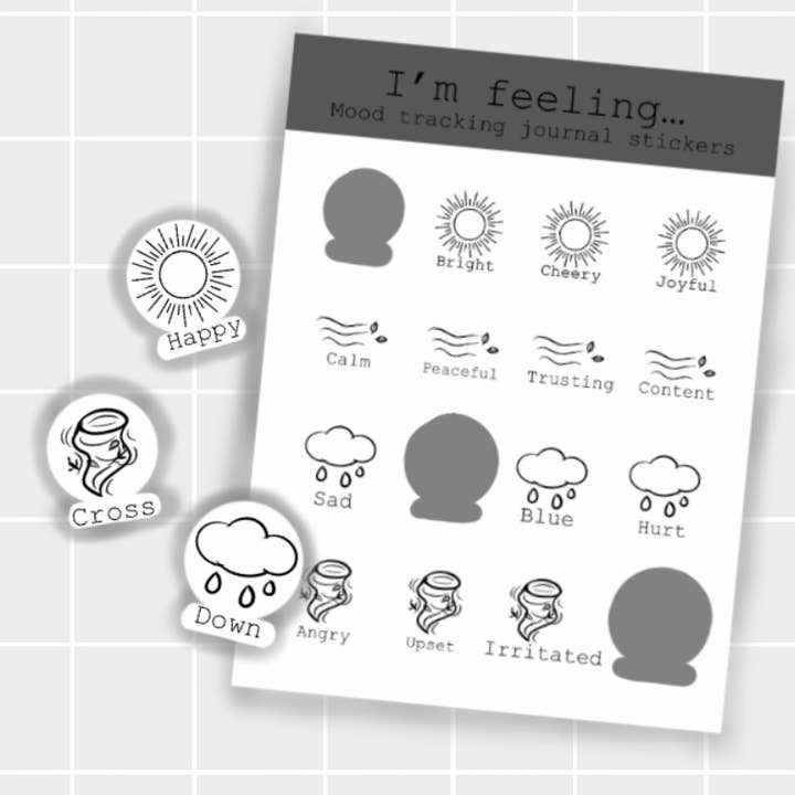 I'm feeling... Mini mood tracking sticker sheet for wholesale by Made in His image
