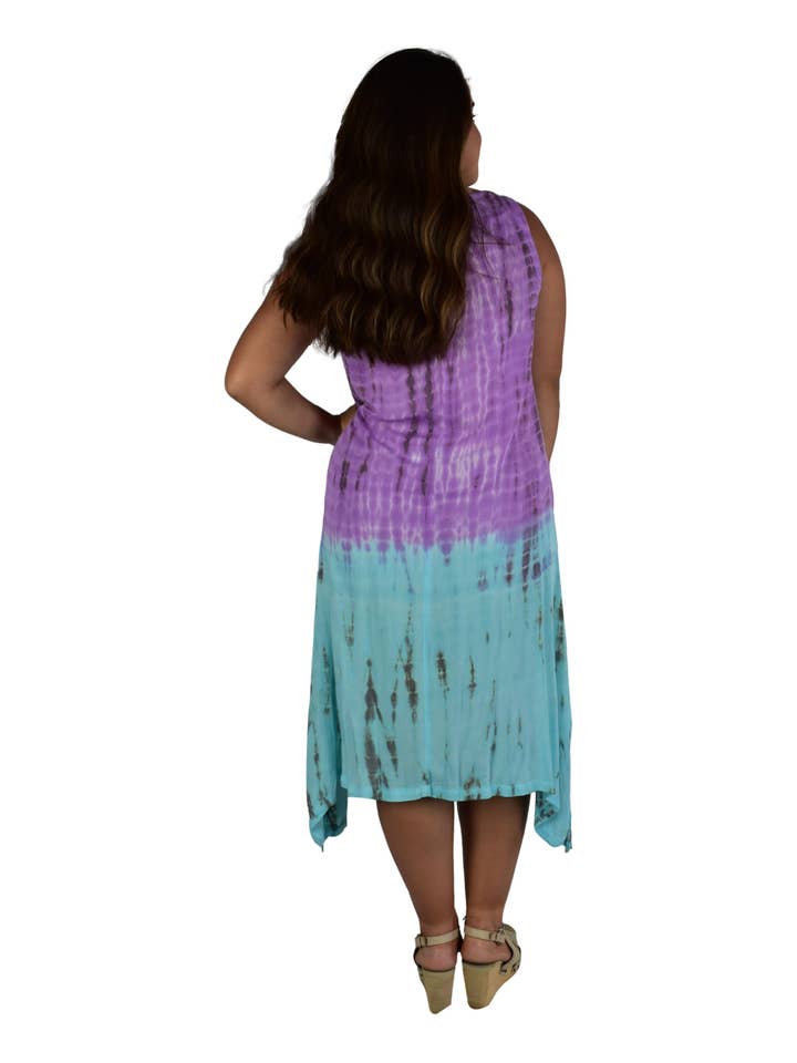 Island Style Clothing Co by Akamai Distribution Ltd - Wholesale Dress - Women's - Antigua Dress - Tie Dye - Purple & Blue