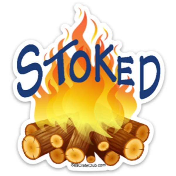 3" Stoked Campfire Sticker for wholesale by B McVan Designs
