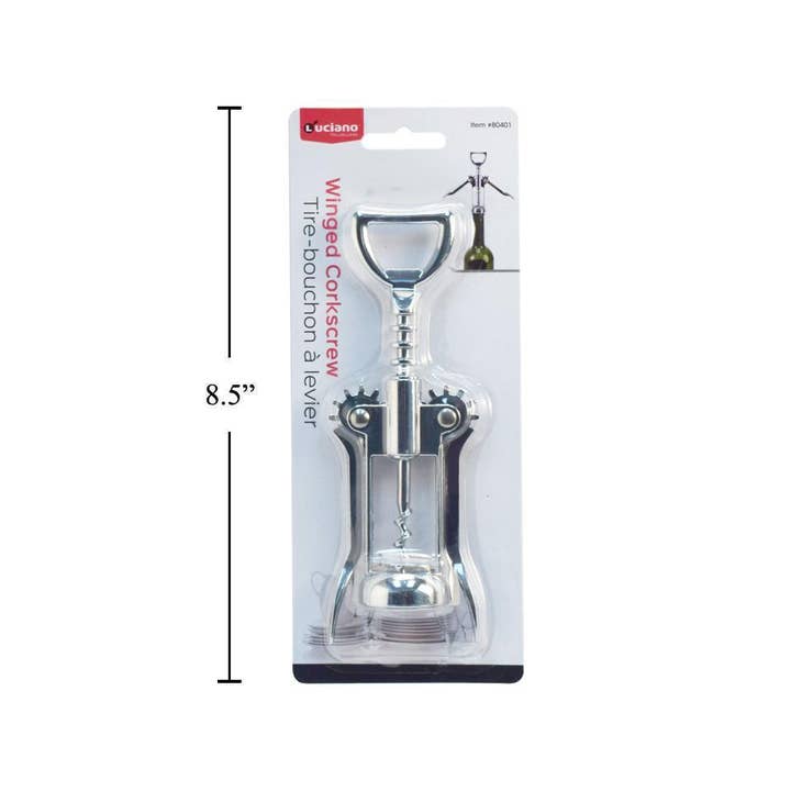 Tire-bouchon ailé Luciano, alliage de zinc, design premium pour la vente par Luciano Gourmet