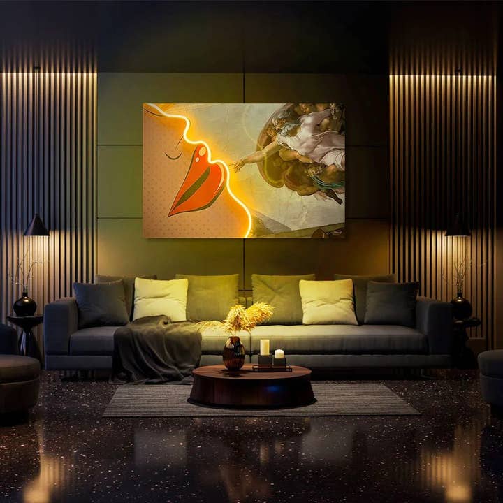 Amarelo Criação de Lábios de Adão | Arte de Parede em LED para venda a revendedores na Faire3
