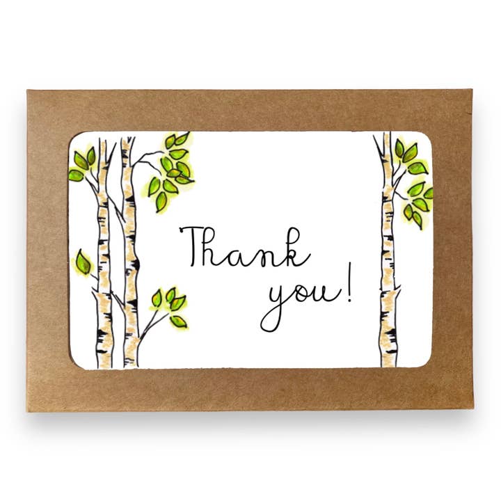 Aspen Thank You Notes | Set of 8 Notecards | Boxed Cards for wholesale by Whimsicals Paperie