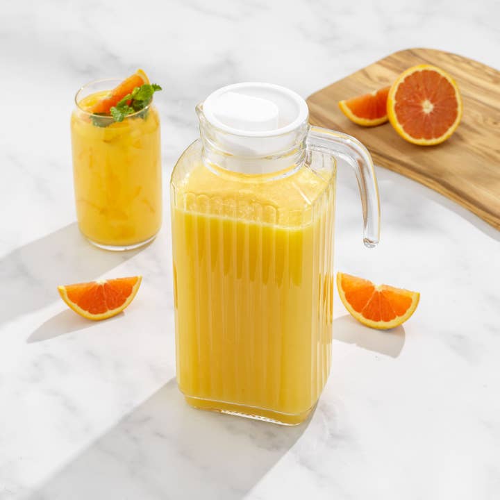 JoyJolt – wholesale Pitcher – JoyJolt Beverage Serveware Glass Pitcher with Handle & 2 Lid