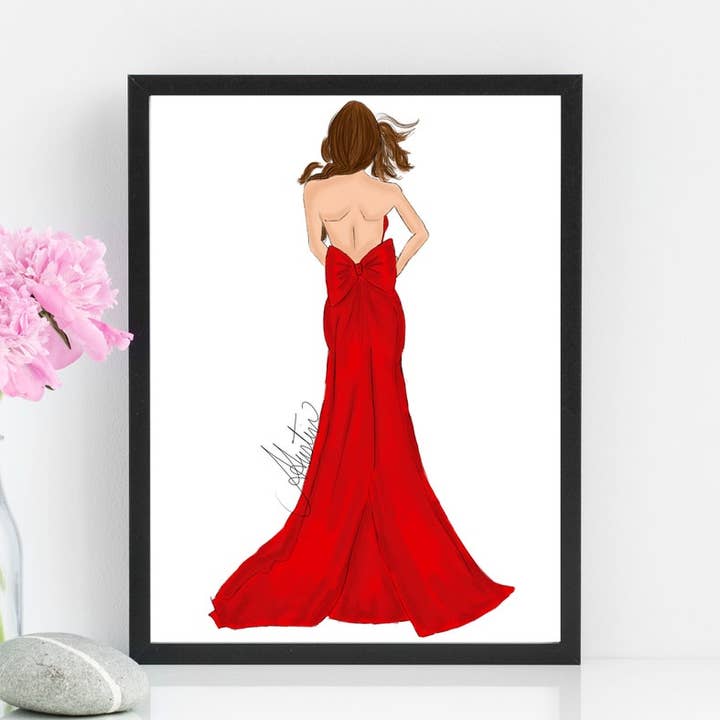 Senhora de vermelho, ilustração de moda, arte de parede de moda por atacado de PLTStudio
