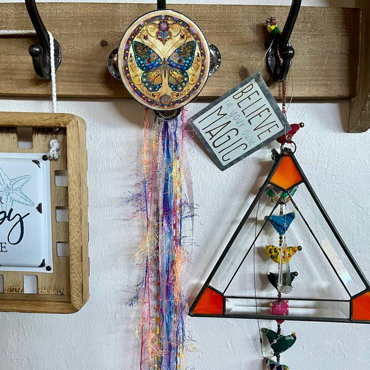 Bodhi Leaf Market - Wholesale Wall Decor - Kids & Baby - Beautiful Art Noveau Butterfly Tambourine and Ribbon 2