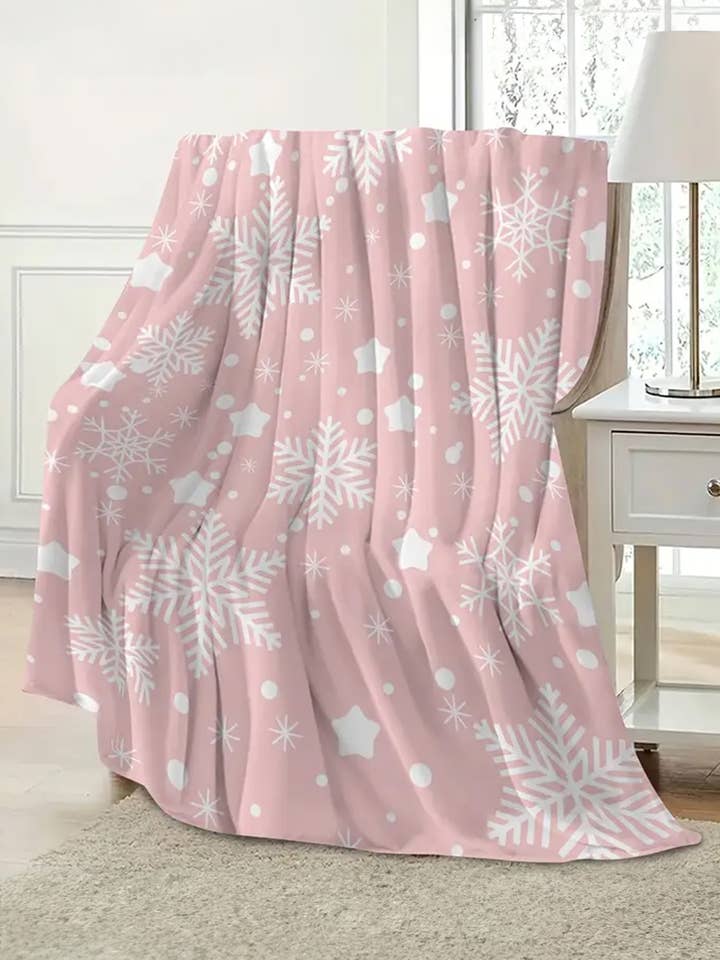 LDC Christmas Snowflake Print Cozy Plush Blanket for wholesale by Little Daisy Closet