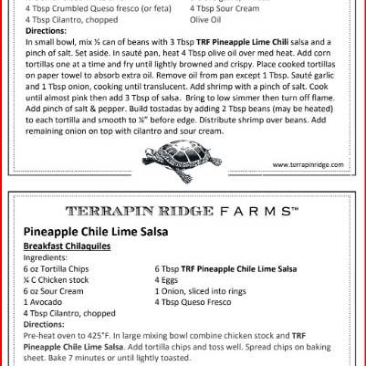 Recipe Card Pineapple Chile Lime Salsa for wholesale by Terrapin Ridge Farms