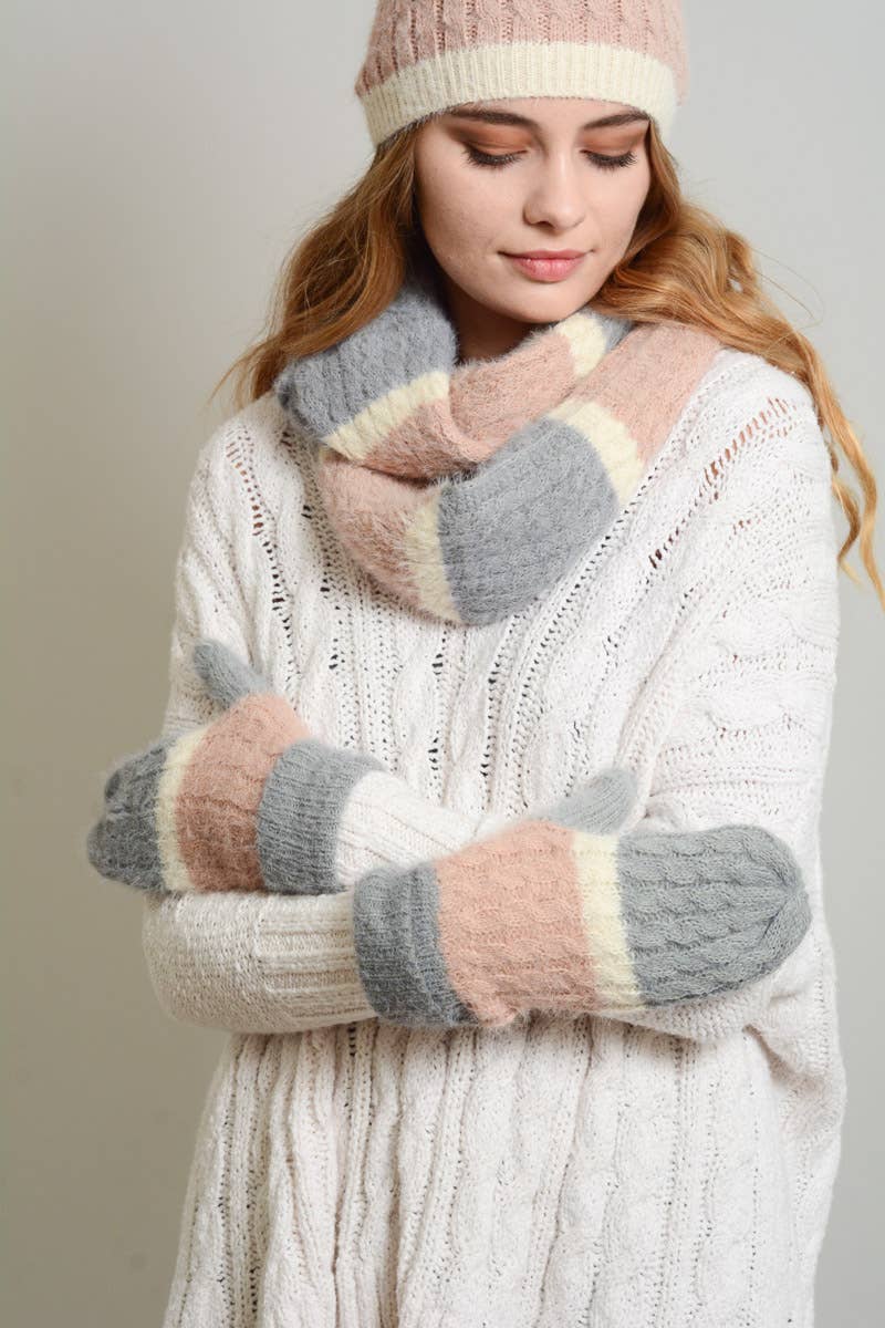 Leto Accessories - Wholesale Mittens - Women's - Ultra Soft Mohair Wide Stripe Mittens – Warm & Stylish❄️5