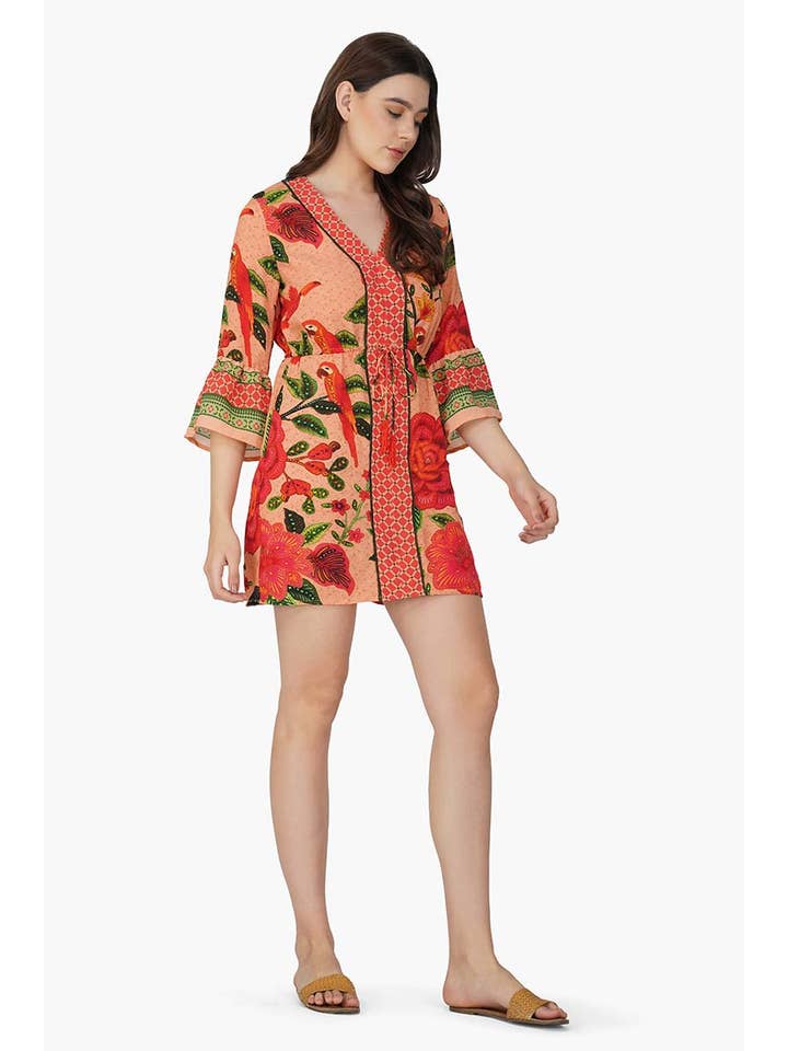 America & Beyond - Wholesale Dress - Women's - Set of 6 Coral Blossom Short Dress (S,M,L)1