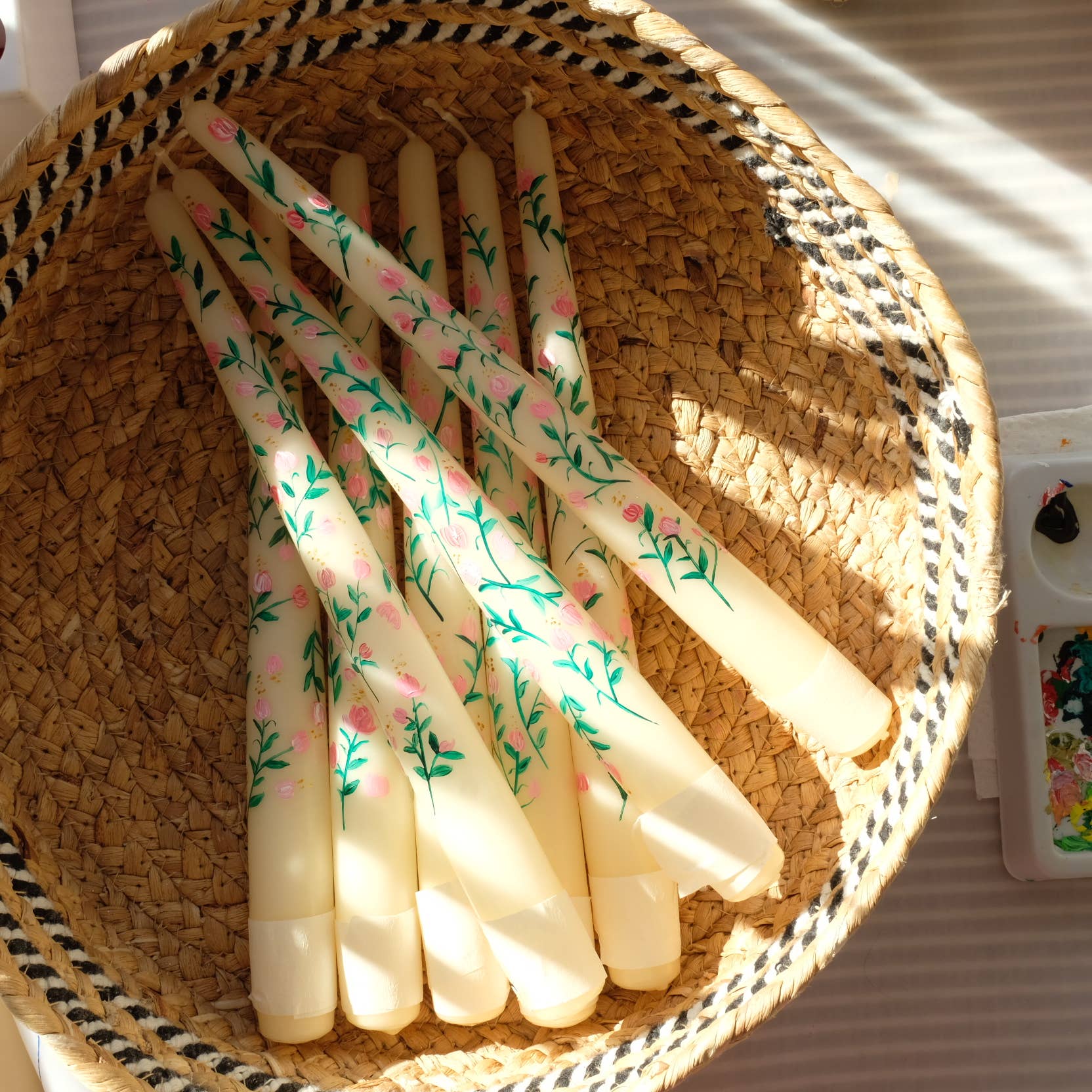 Hormscent - Wholesale Tapered Candle/Candlestick - Spring Hand painted candles3