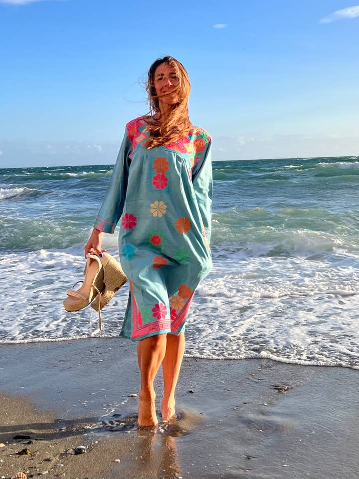 Kinomy - Wholesale Kaftan - Women's - Embroidered cotton kaftans, colorful kaftan, boho kaftan.1