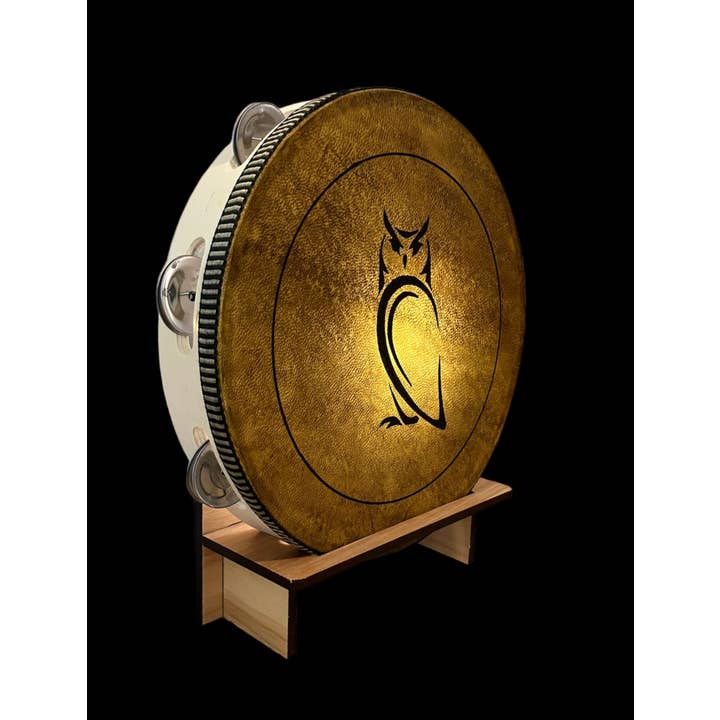inRhythm - Wholesale Sculpture - 10" Owl Tambourine w/optional illuminated Display Stand3