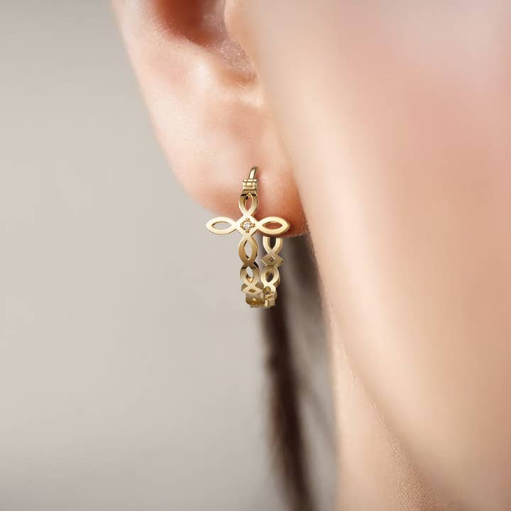 Vanimy Jewelry - Wholesale Hoop Earrings - Divine Harmony Ichthys Cross Faith Protection Hoop Earrings1