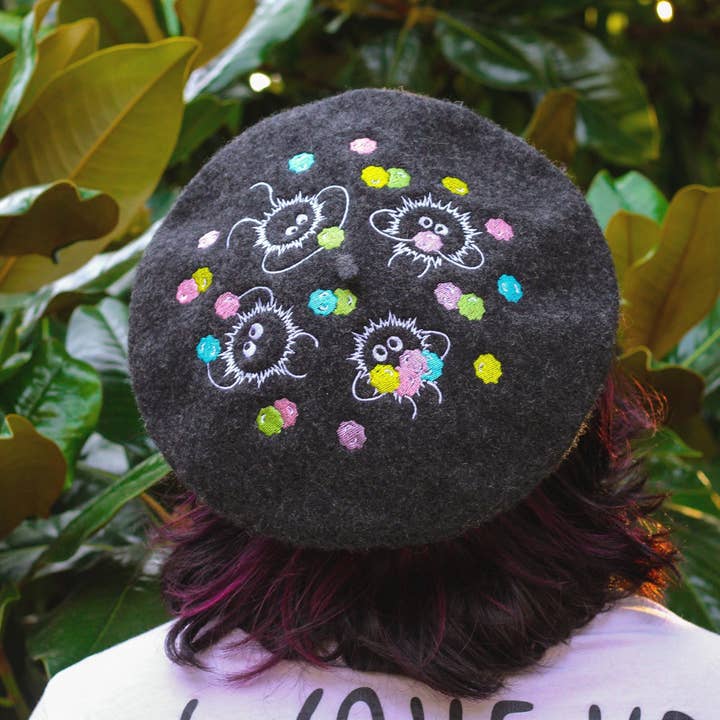 Clammy Heart - Wholesale Beret - Women's - Soot Sprites Embroidered Beret!