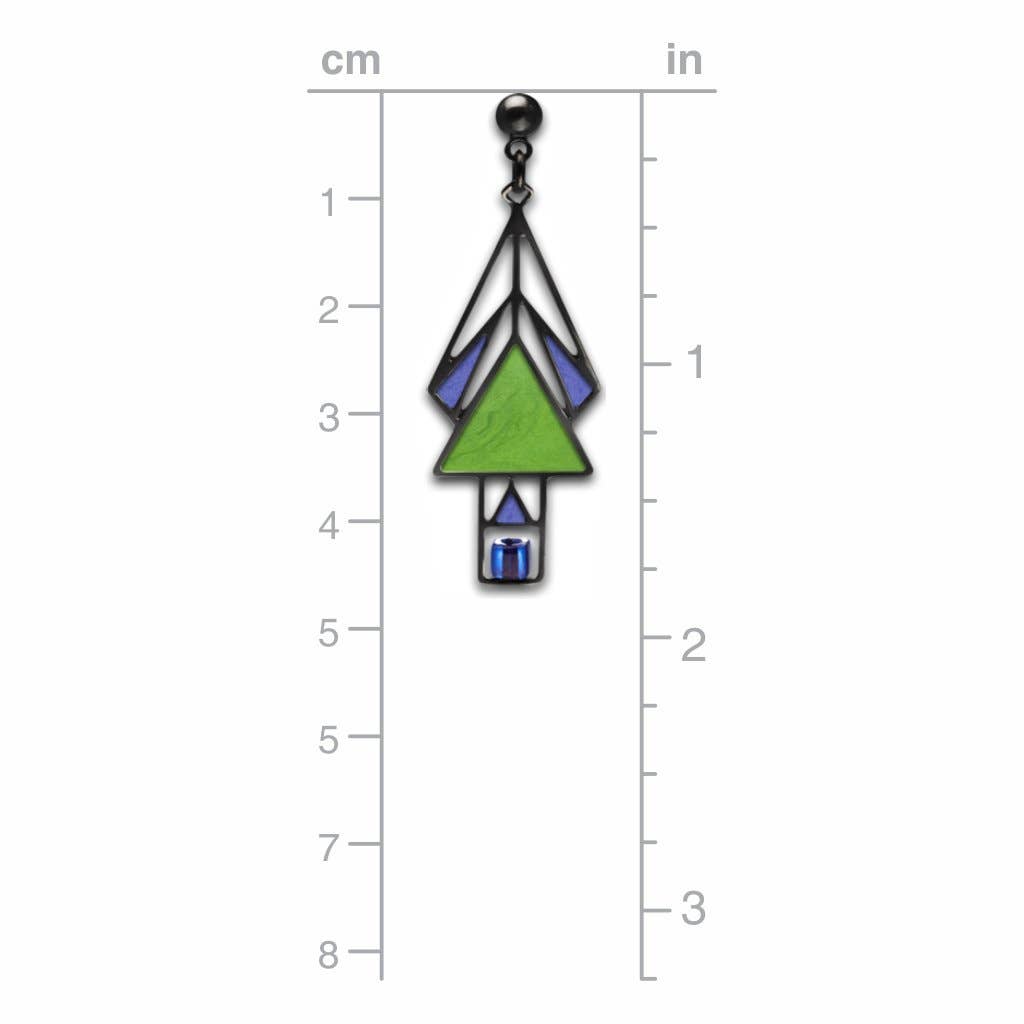 David Howell and Company - Vendita all'ingrosso Orecchini pendenti - Orecchini Verde/Blu con Vetrata di Marion Mahony2