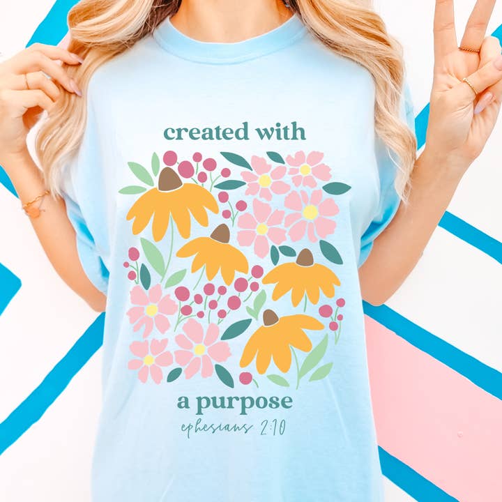 Christian Tee Created With A Purpose Comfort Colors for wholesale by MELODY FAYE