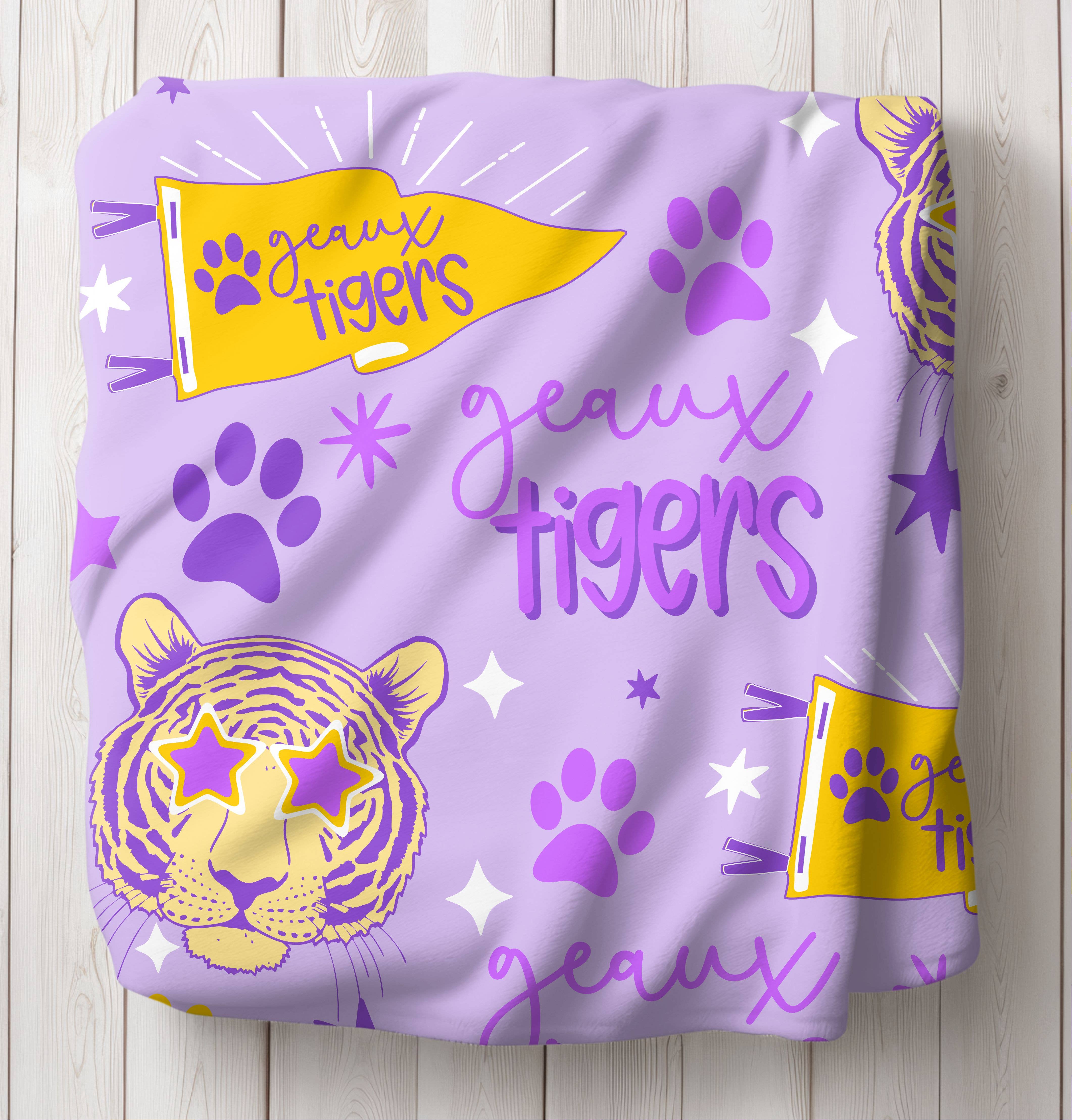 Monogram Junkie – wholesale Throw blanket – Personalized Geaux Tigers 50x60 Fleece Blanket 2