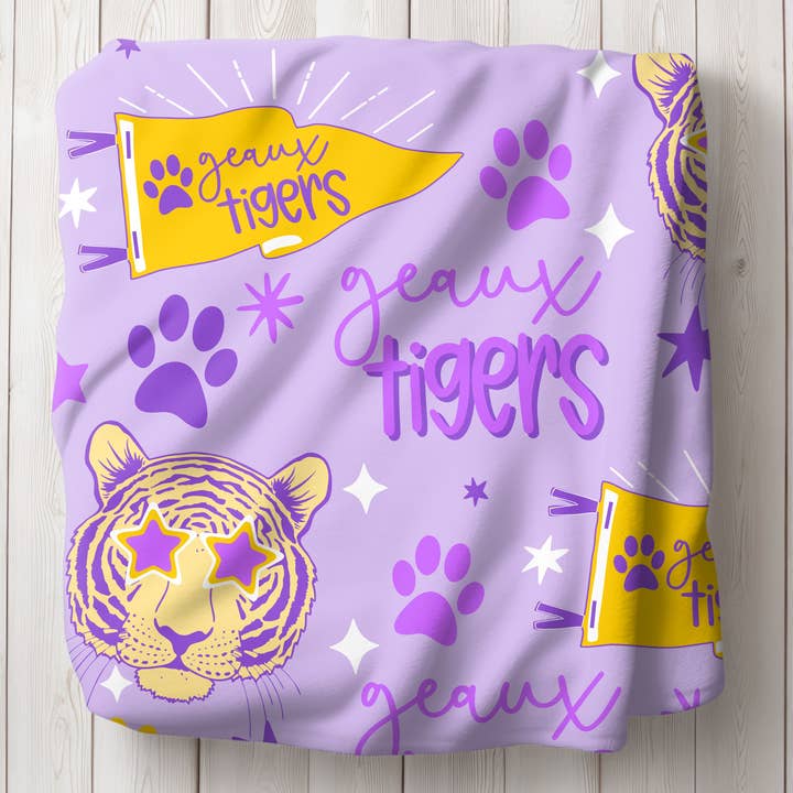 Monogram Junkie – wholesale Throw blanket – Personalized Geaux Tigers 50x60 Fleece Blanket 2