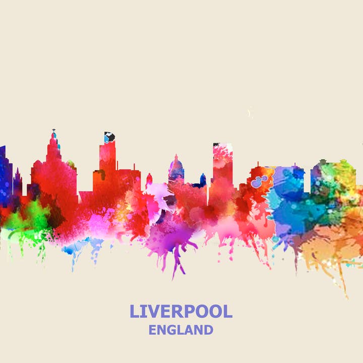 City Of Liverpool Skyline Cityscape Watercolor Art for wholesale by BMS BIZ